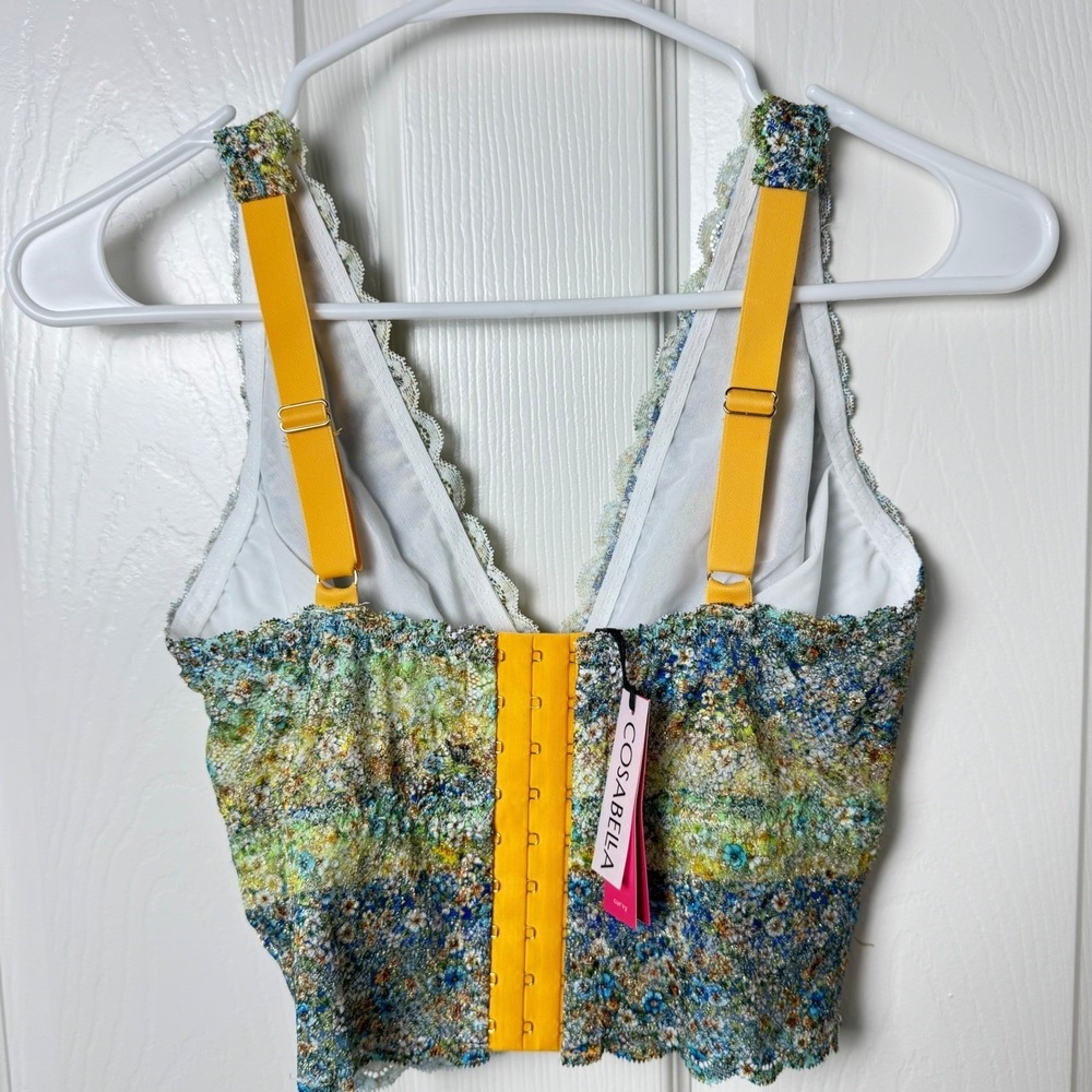 Cosabella Plunging Longline Bralette S Ombre Fleur Floral Lace Curvy NEW - Picture 2 of 9
